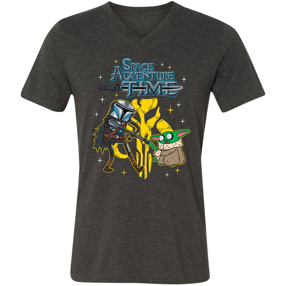 Unisex V-Neck T-Shirt - MNC3DDDJ - Dark Grey Heather - 8