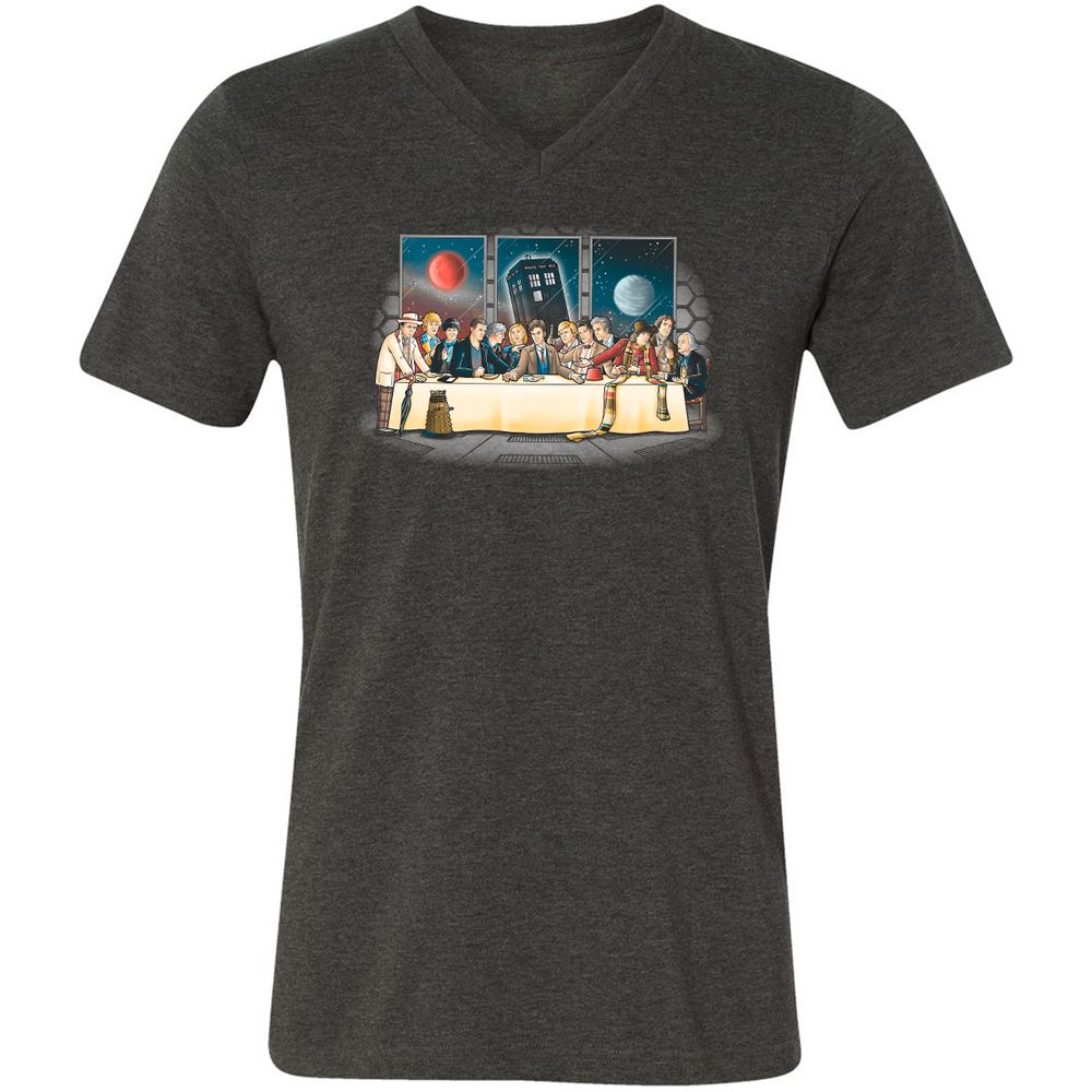 Unisex V-Neck T-Shirt - WQMY8651 - Dark Grey Heather - 8