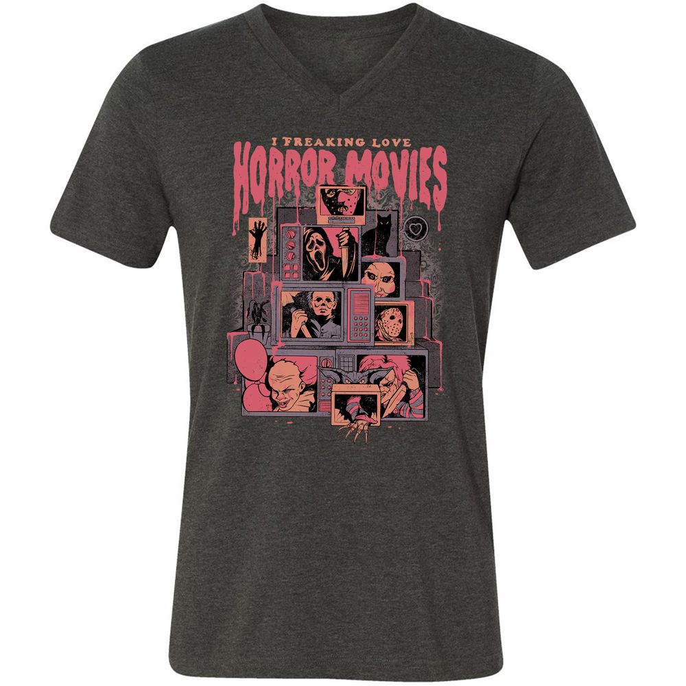 Unisex V-Neck T-Shirt - FFGGDW45 - Dark Grey Heather - 8