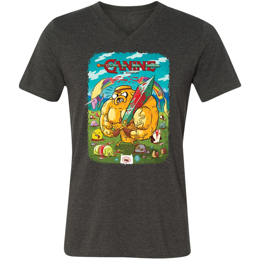 Unisex V-Neck T-Shirt - 4C6LXY9K - Dark Grey Heather - 8