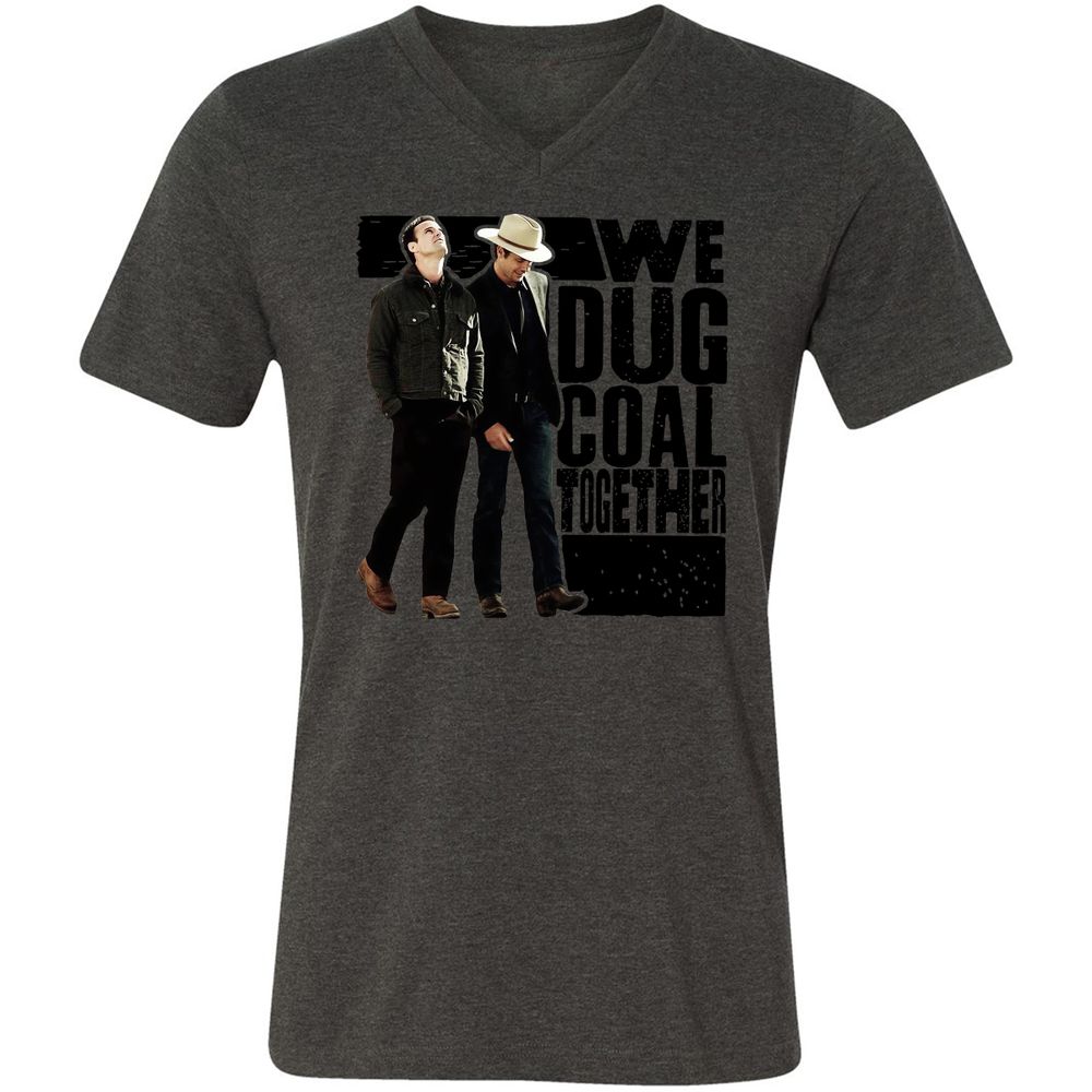 Unisex V-Neck T-Shirt - 8J5V7DVQ - Dark Grey Heather - 8