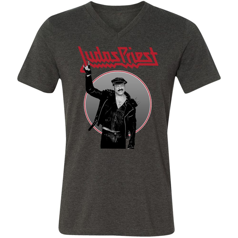 Unisex V-Neck T-Shirt - RYYBX5L7 - Dark Grey Heather - 8