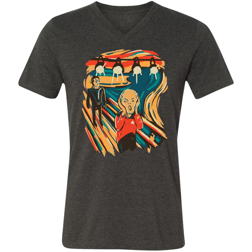 Unisex V-Neck T-Shirt - B2C6BUCT - Dark Grey Heather - 8