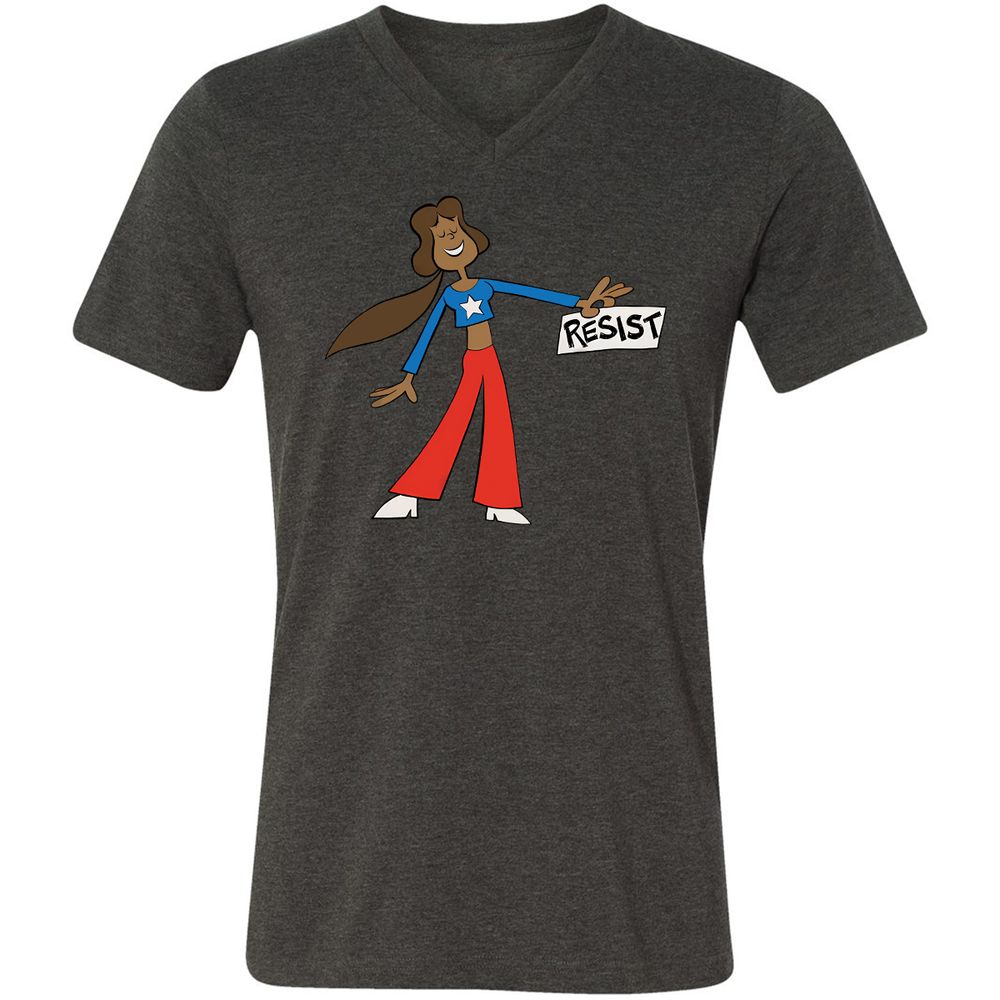 Unisex V-Neck T-Shirt - PWAZPWNF - Dark Grey Heather - 8