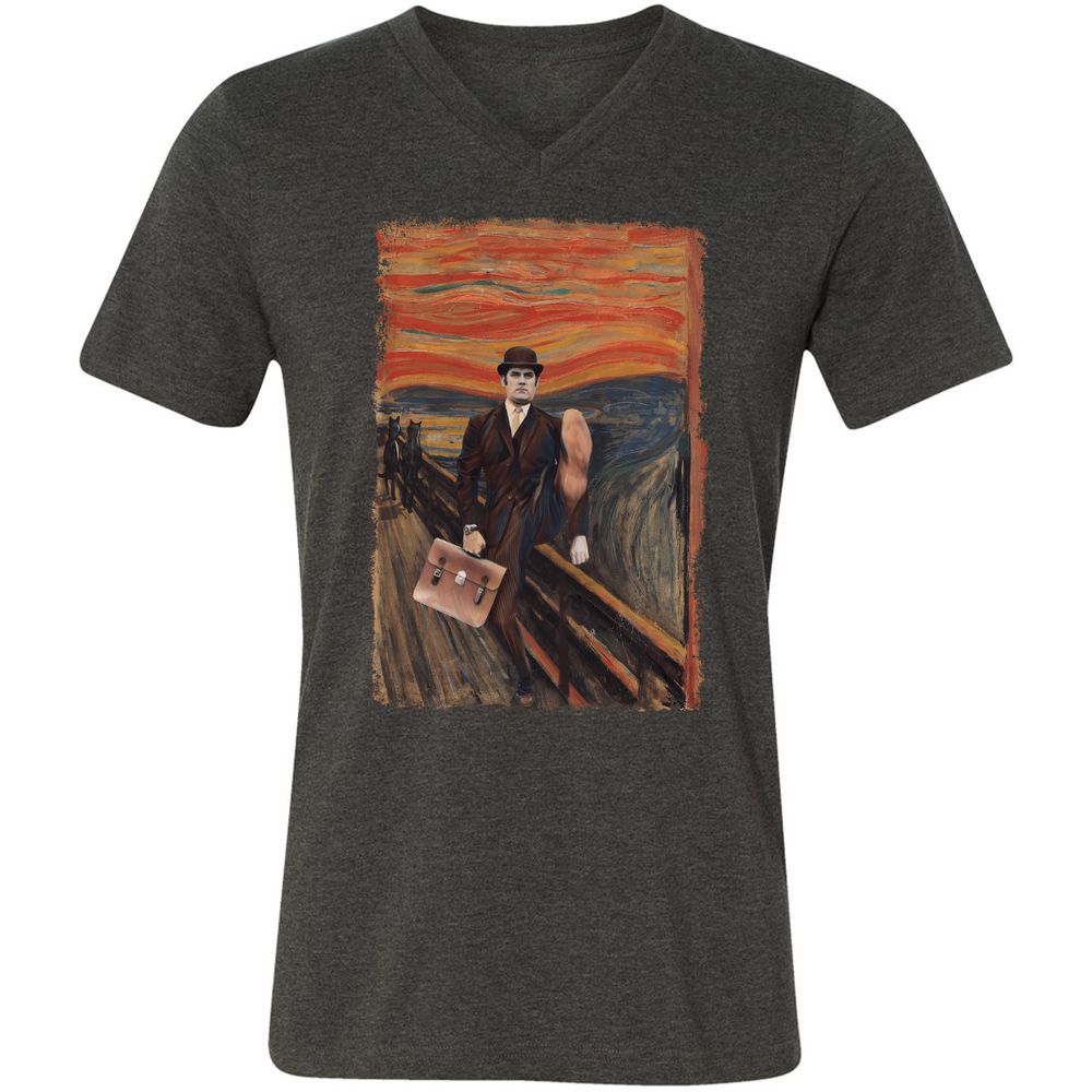 Unisex V-Neck T-Shirt - HGMBPL17 - Dark Grey Heather - 8