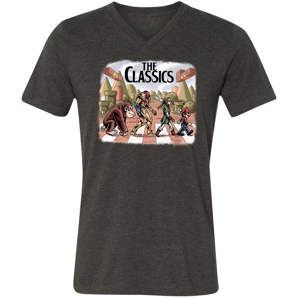 Unisex V-Neck T-Shirt - S9NRU7DJ - Dark Grey Heather - 8