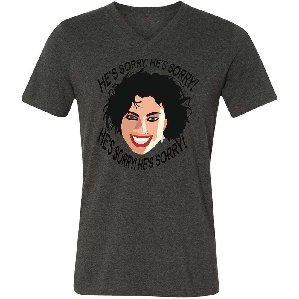 Unisex V-Neck T-Shirt - YQPNK5FU - Dark Grey Heather - 8