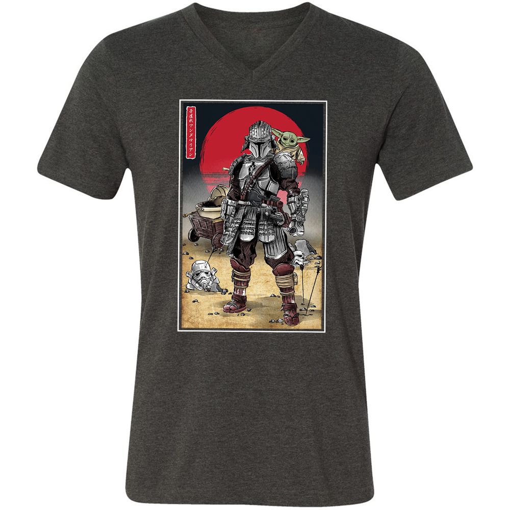 Unisex V-Neck T-Shirt - KEJKCCFN - Dark Grey Heather - 8