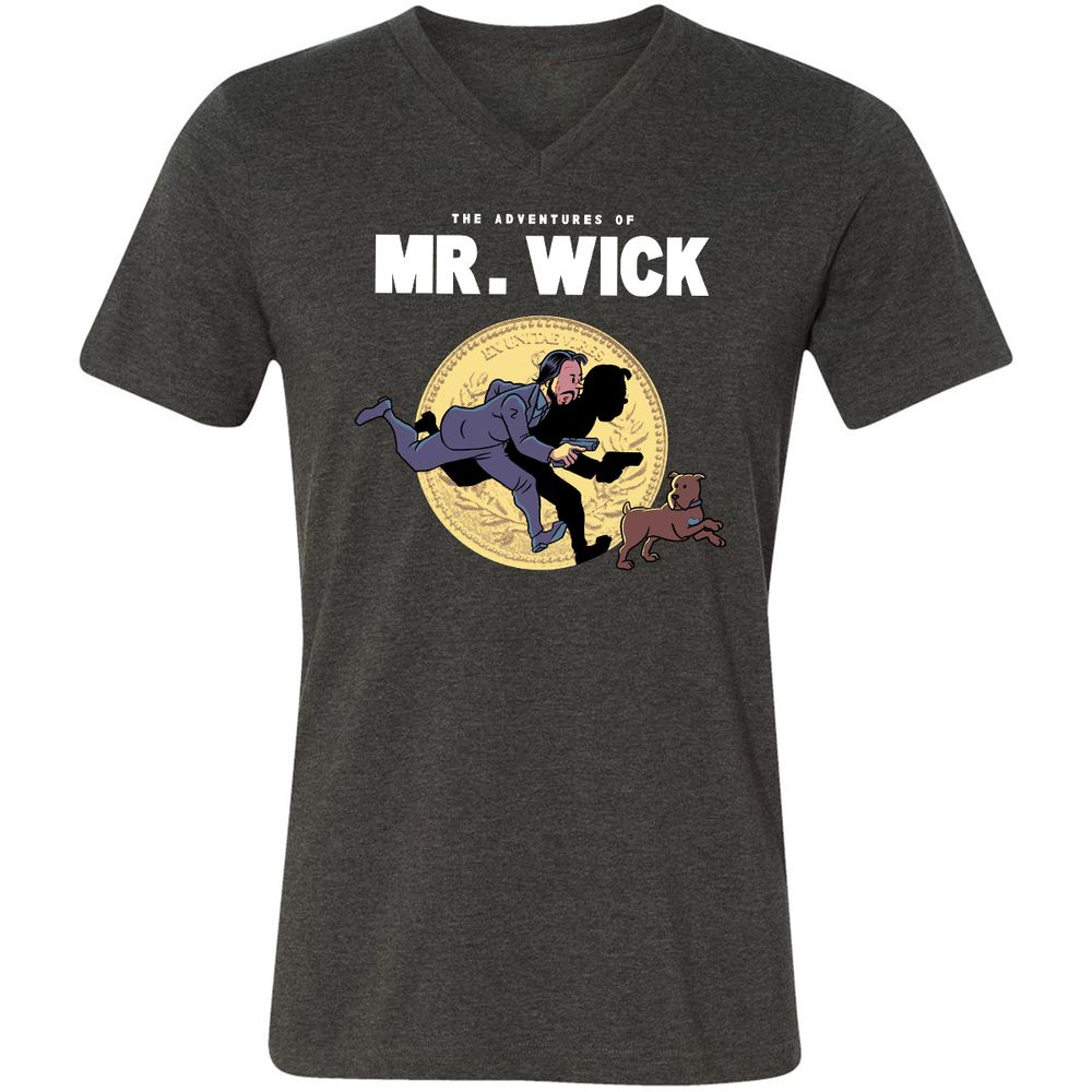 Unisex V-Neck T-Shirt - YWMFPQH7 - Dark Grey Heather - 8