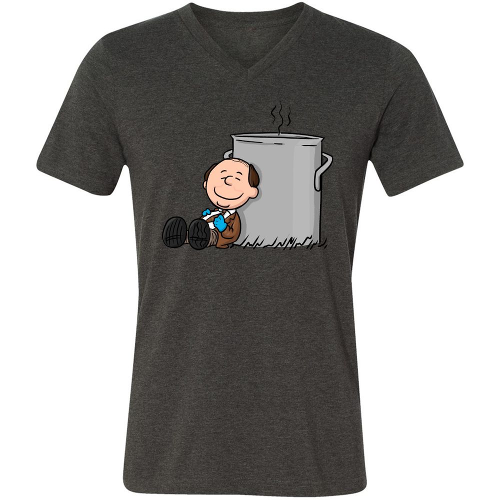 Unisex V-Neck T-Shirt - VDQA34A8 - Dark Grey Heather - 8