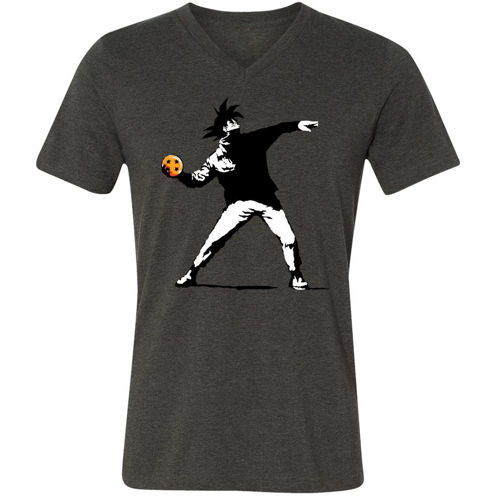 Unisex V-Neck T-Shirt - KEVQBWVK - Dark Grey Heather - 8