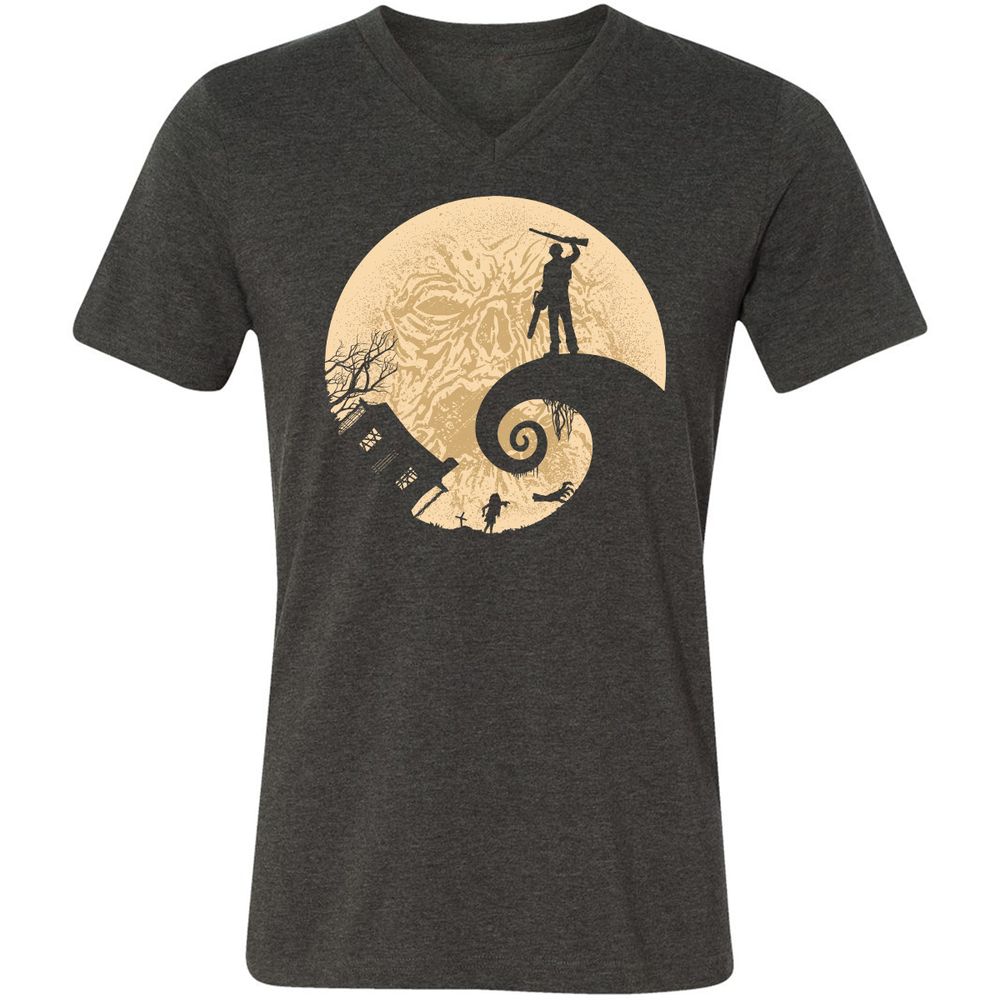 Unisex V-Neck T-Shirt - ERFUVQDL - Dark Grey Heather - 8