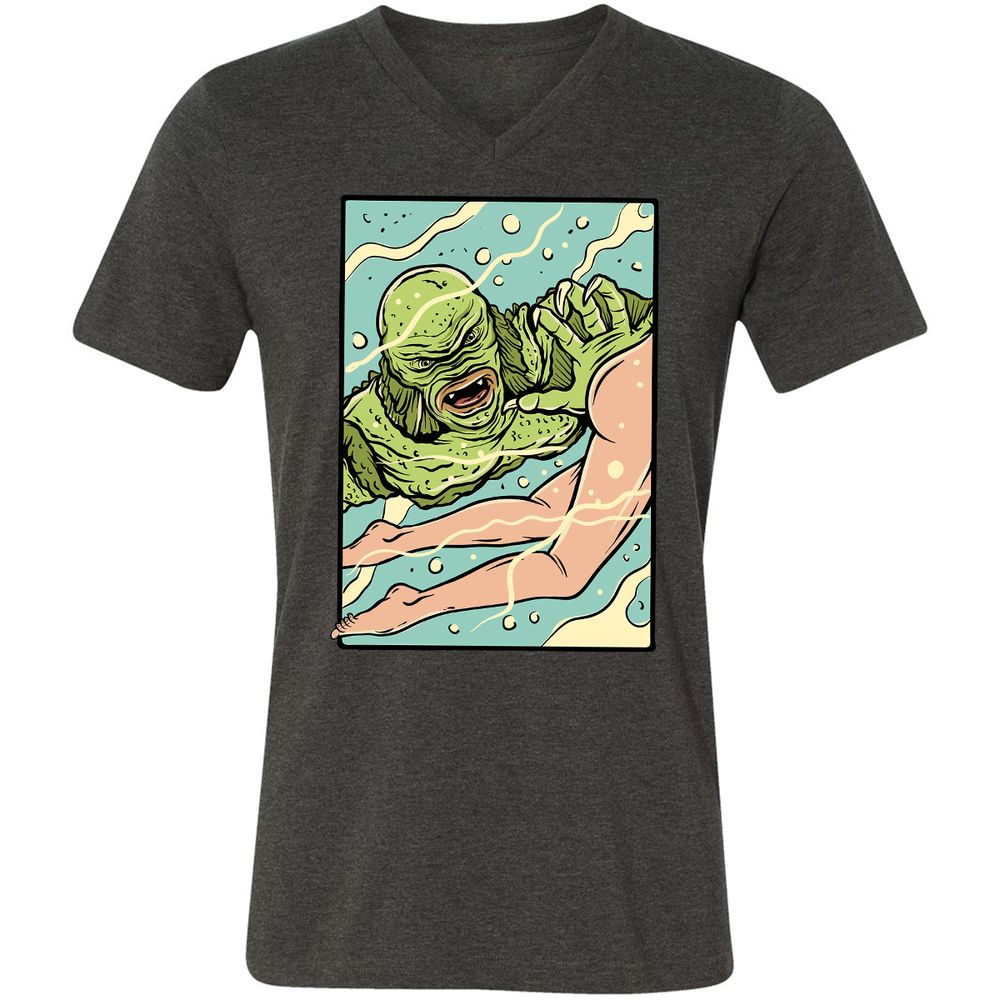 Unisex V-Neck T-Shirt - 6R6AJ4QU - Dark Grey Heather - 8