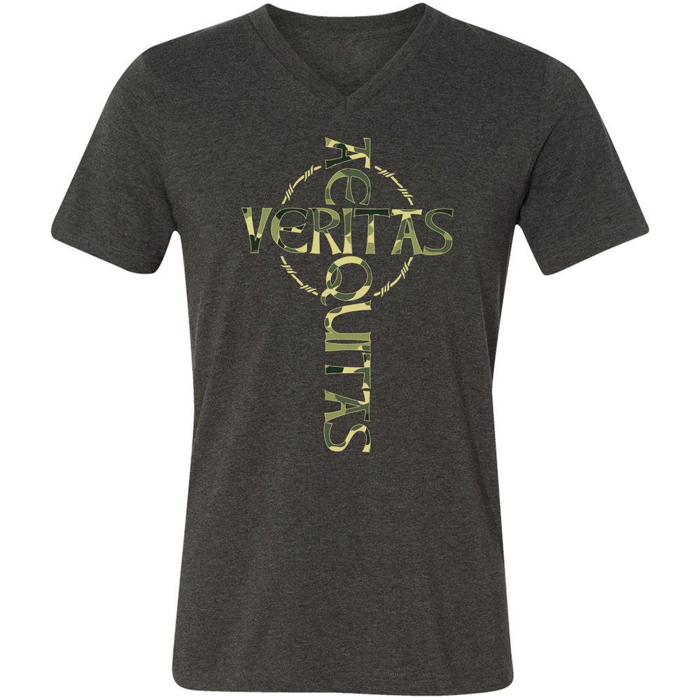 Unisex V-Neck T-Shirt - 9QBZ5HFV - Dark Grey Heather - 8