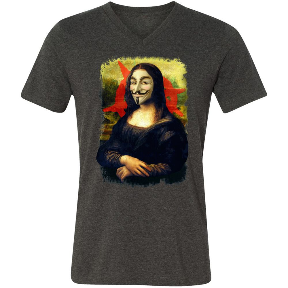 Unisex V-Neck T-Shirt - 85HE9J4U - Dark Grey Heather - 8