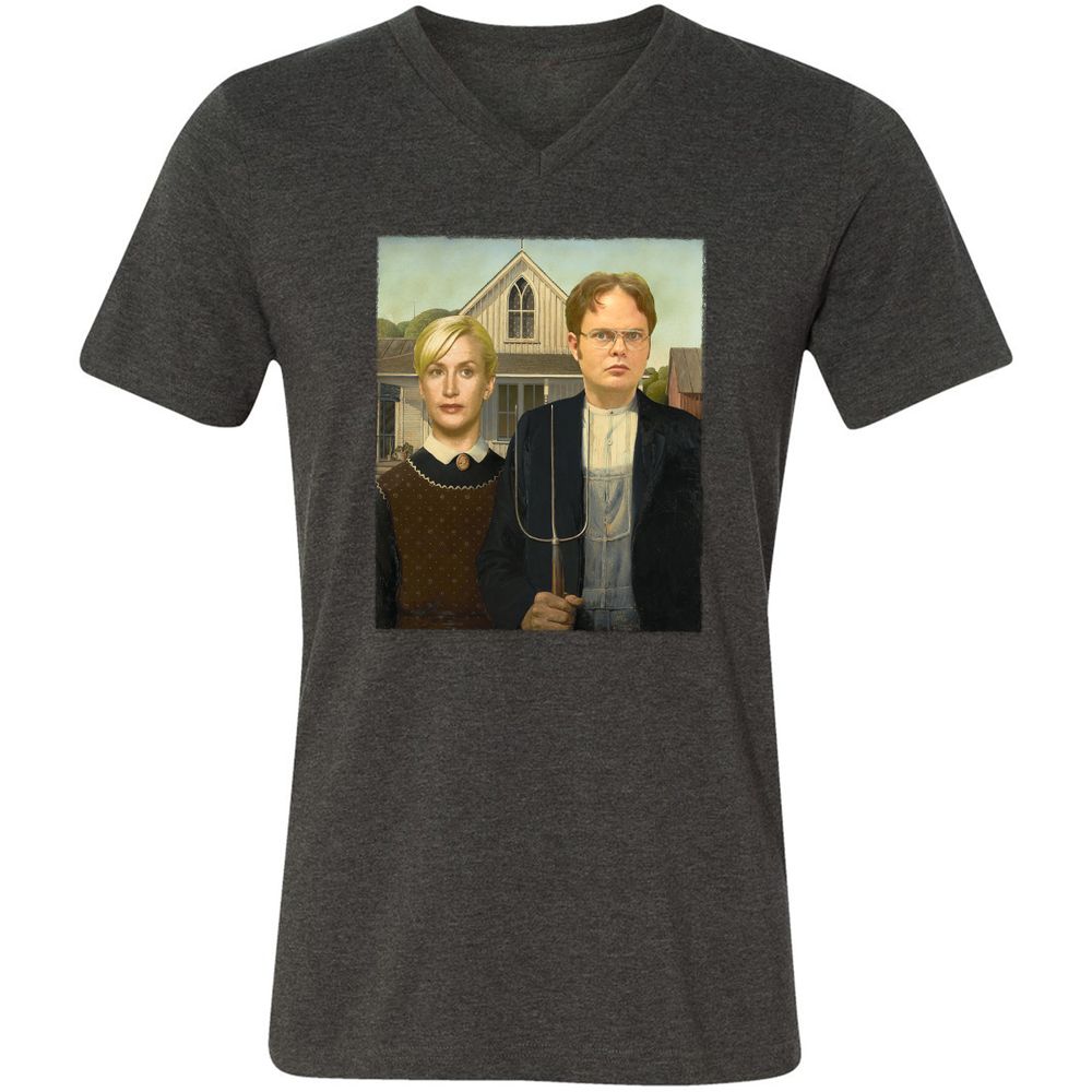 Unisex V-Neck T-Shirt - AP2K9UF9 - Dark Grey Heather - 8