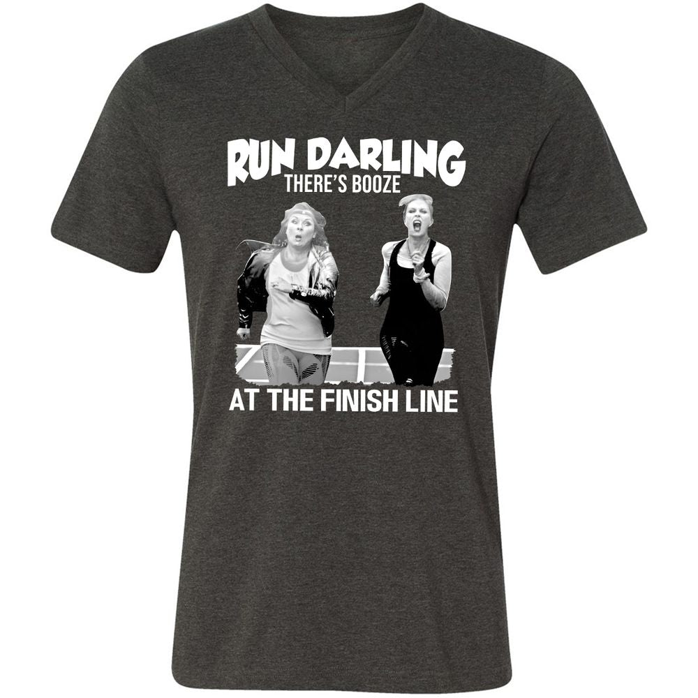 Run Darling Unisex V-Neck T-Shirt - Dark Grey Heather - 8