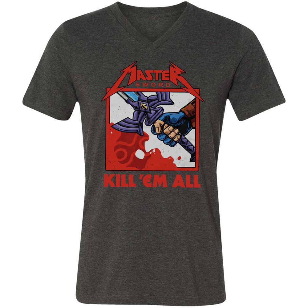Unisex V-Neck T-Shirt - KDNRBUK7 - Dark Grey Heather - 8