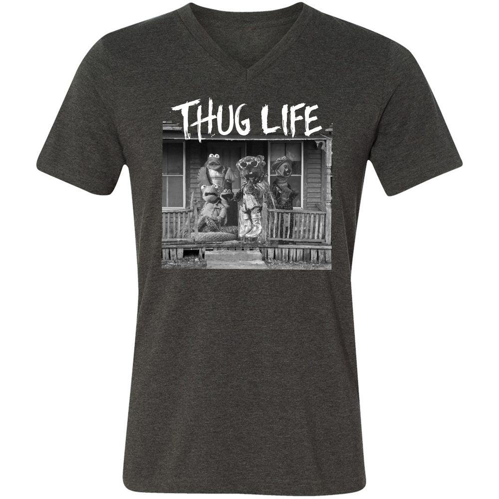 Unisex V-Neck T-Shirt - F7N6MEUM - Dark Grey Heather - 8