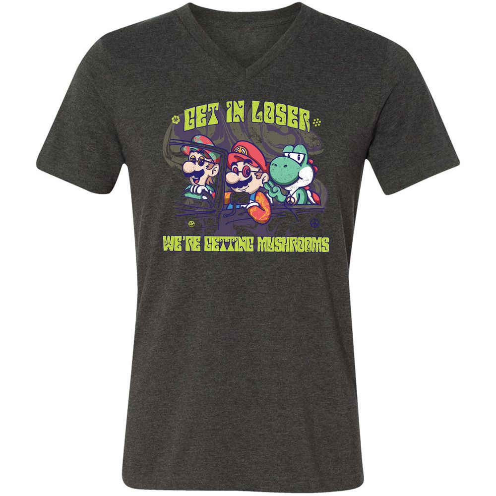 Unisex V-Neck T-Shirt - 8VBFC7HD - Dark Grey Heather - 8