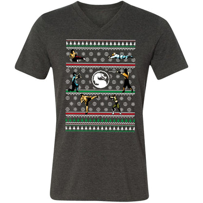 Unisex V-Neck T-Shirt - FEUL3ETK - Dark Grey Heather - 8