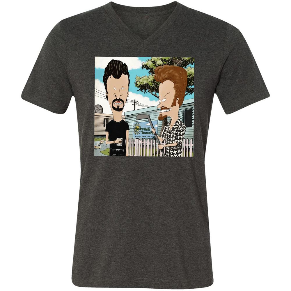 Unisex V-Neck T-Shirt - RGEPDWUW - Dark Grey Heather - 8