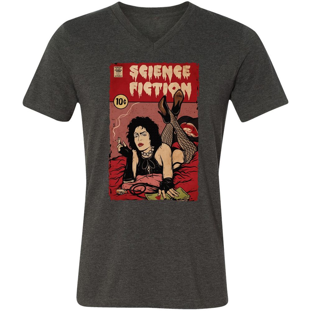 Unisex V-Neck T-Shirt - BDRC7EDK - Dark Grey Heather - 8
