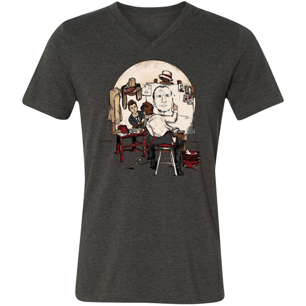 Unisex V-Neck T-Shirt - YFNADRQY - Dark Grey Heather - 8