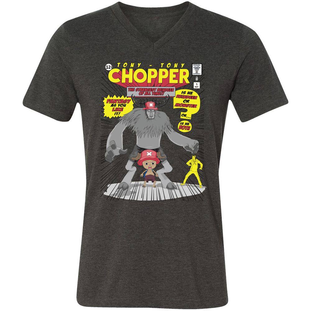 Unisex V-Neck T-Shirt - FTG14NYX - Dark Grey Heather - 8