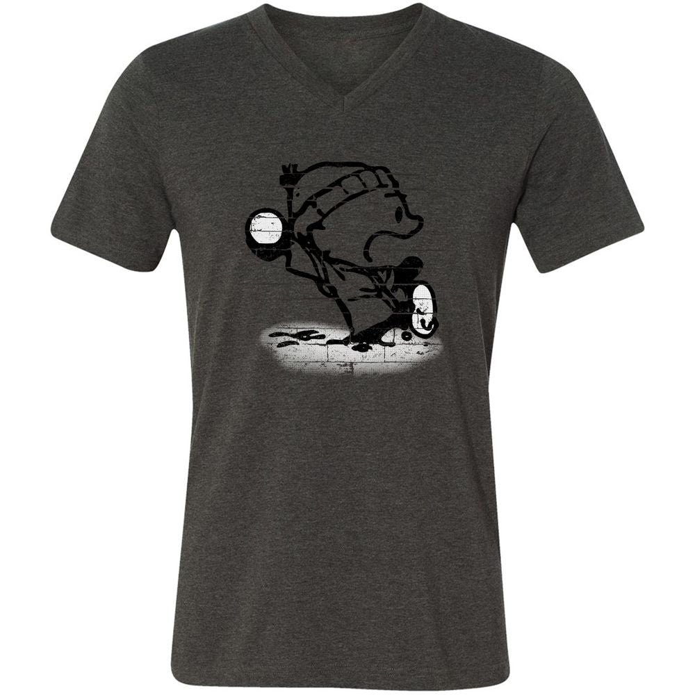 Unisex V-Neck T-Shirt - WAQWTSGZ - Dark Grey Heather - 8