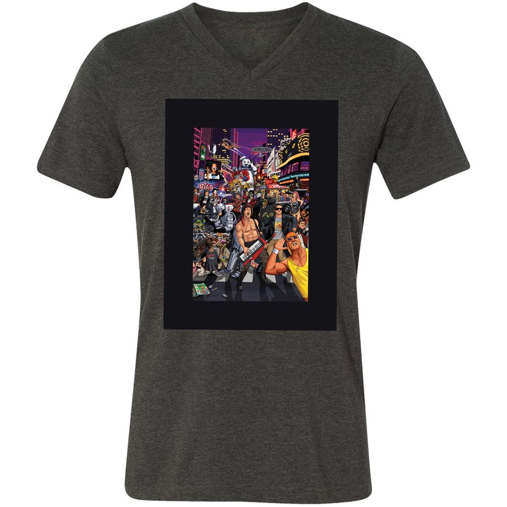 Unisex V-Neck T-Shirt - 9ZP7UPFT - Dark Grey Heather - 8