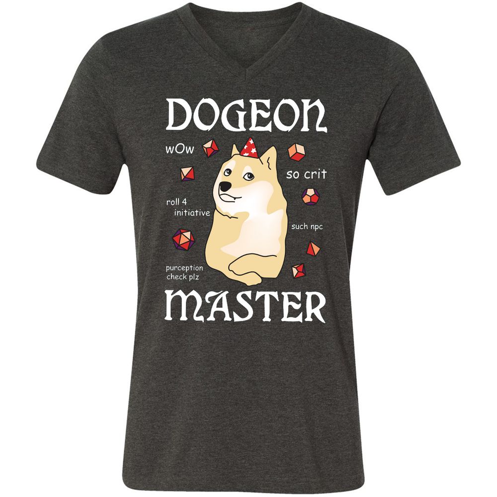 Unisex V-Neck T-Shirt - MUXUJ7DC - Dark Grey Heather - 8