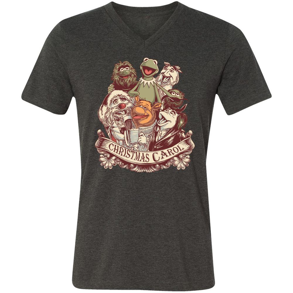 Unisex V-Neck T-Shirt - P4CERMPR - Dark Grey Heather - 8