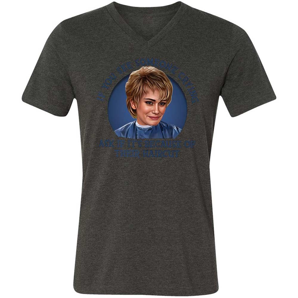 Unisex V-Neck T-Shirt - 8CP7PL58 - Dark Grey Heather - 8