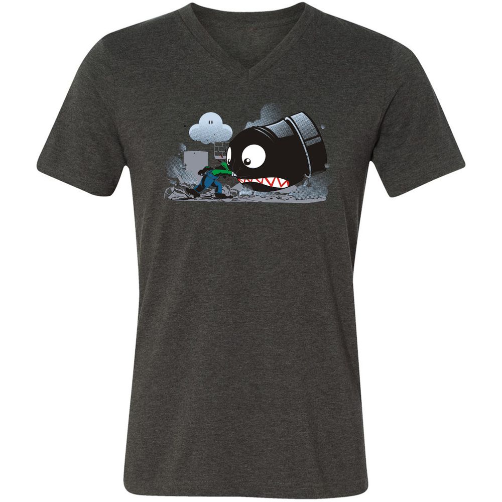 Unisex V-Neck T-Shirt - 7DYS8K68 - Dark Grey Heather - 8