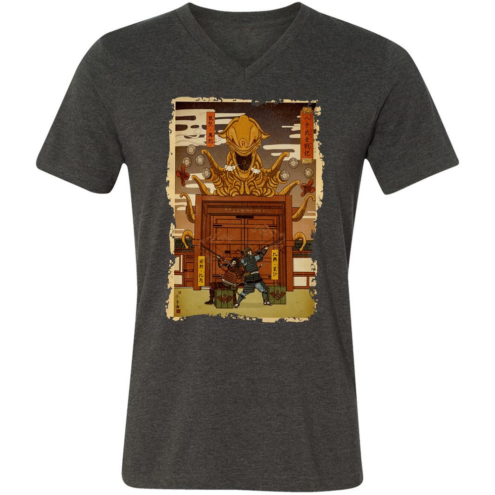 Unisex V-Neck T-Shirt - MREQH3NN - Dark Grey Heather - 8