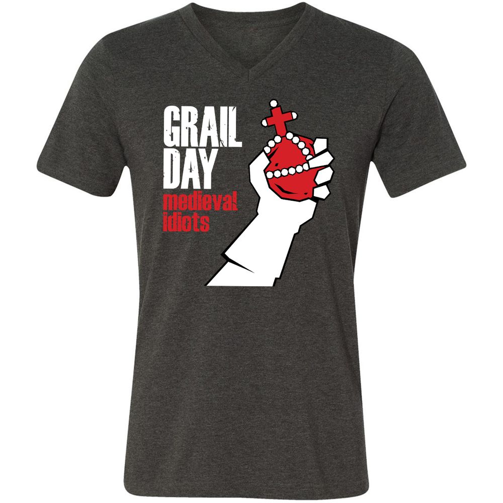 Unisex V-Neck T-Shirt - 43E8AXE5 - Dark Grey Heather - 8