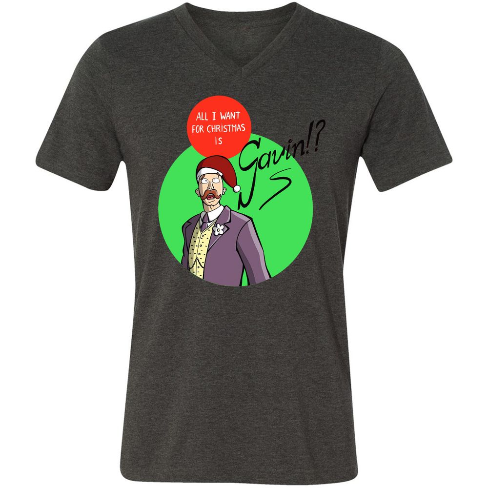 Unisex V-Neck T-Shirt - 6T6VDAM3 - Dark Grey Heather - 8