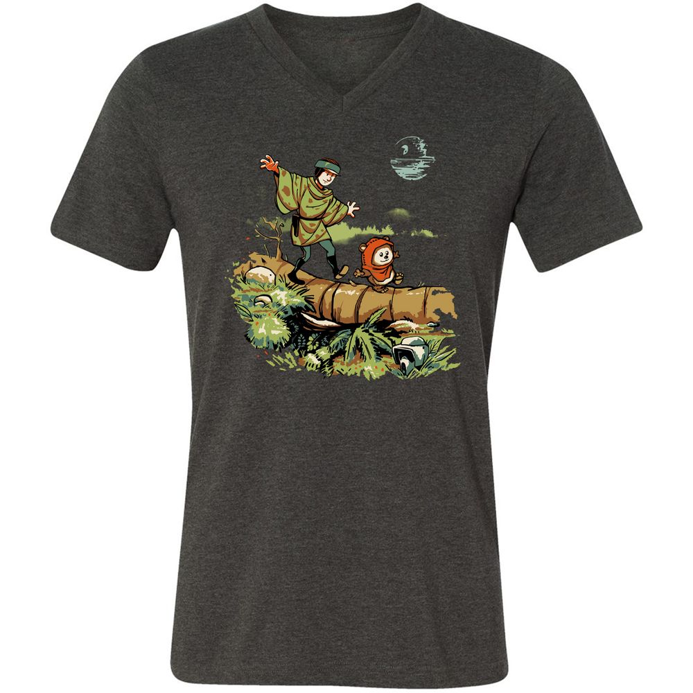 Unisex V-Neck T-Shirt - DEGALS3Z - Dark Grey Heather - 8