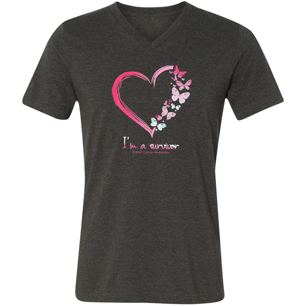 Unisex V-Neck T-Shirt - BWBBQZCD - Dark Grey Heather - 8