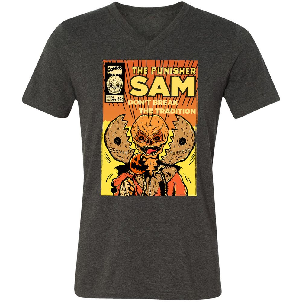 Unisex V-Neck T-Shirt - Z8HEJJXD - Dark Grey Heather - 8