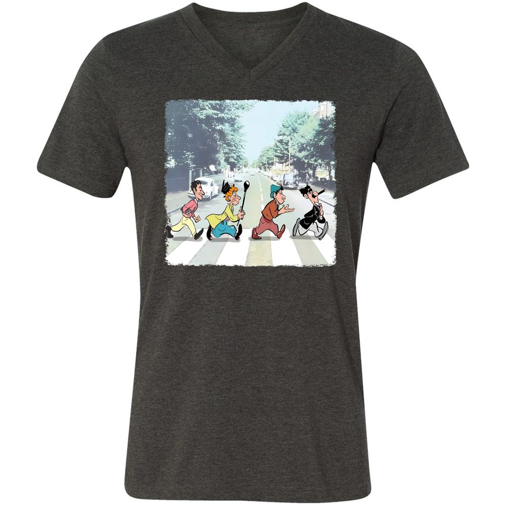 Unisex V-Neck T-Shirt - QHCA25TH - Dark Grey Heather - 8