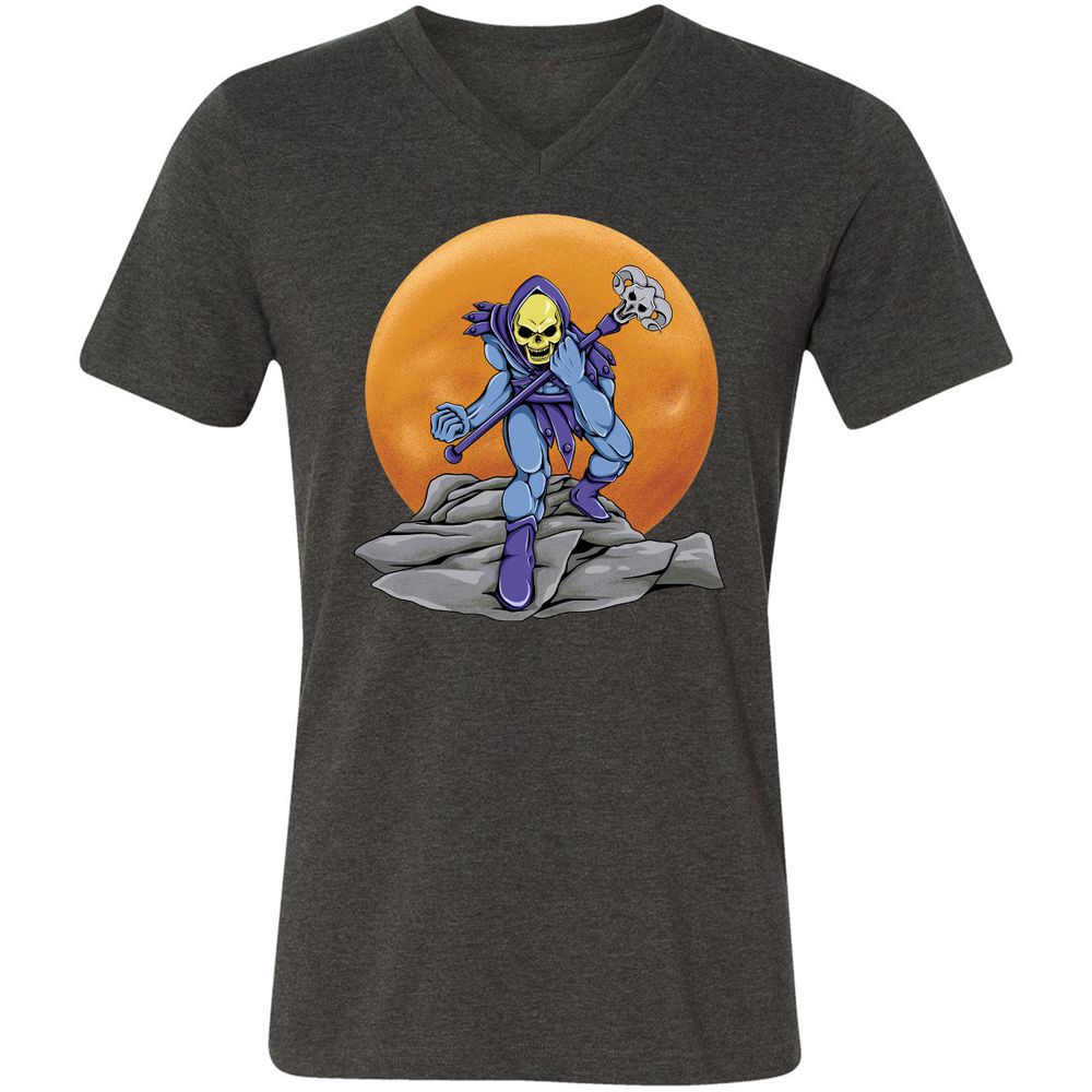 Unisex V-Neck T-Shirt - RPMY84HJ - Dark Grey Heather - 8