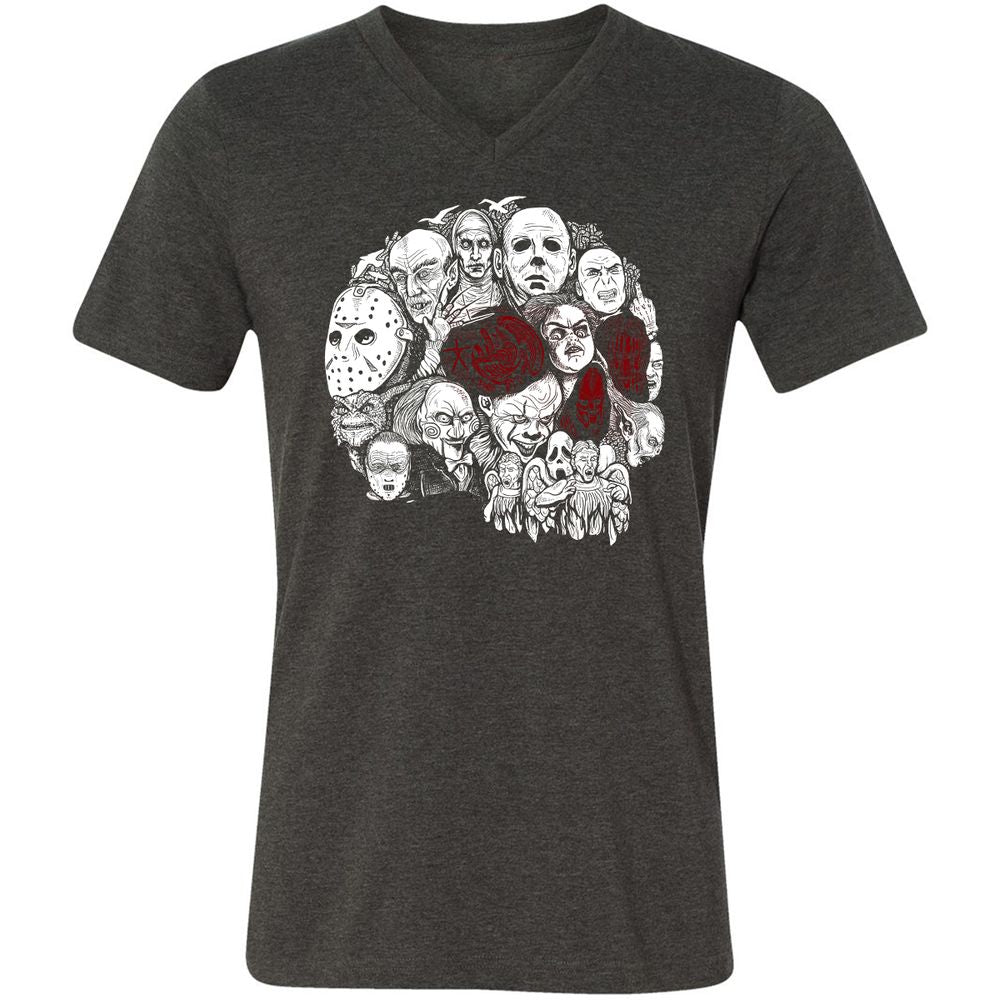 Unisex V-Neck T-Shirt - R8L5UHVT - Dark Grey Heather - 8