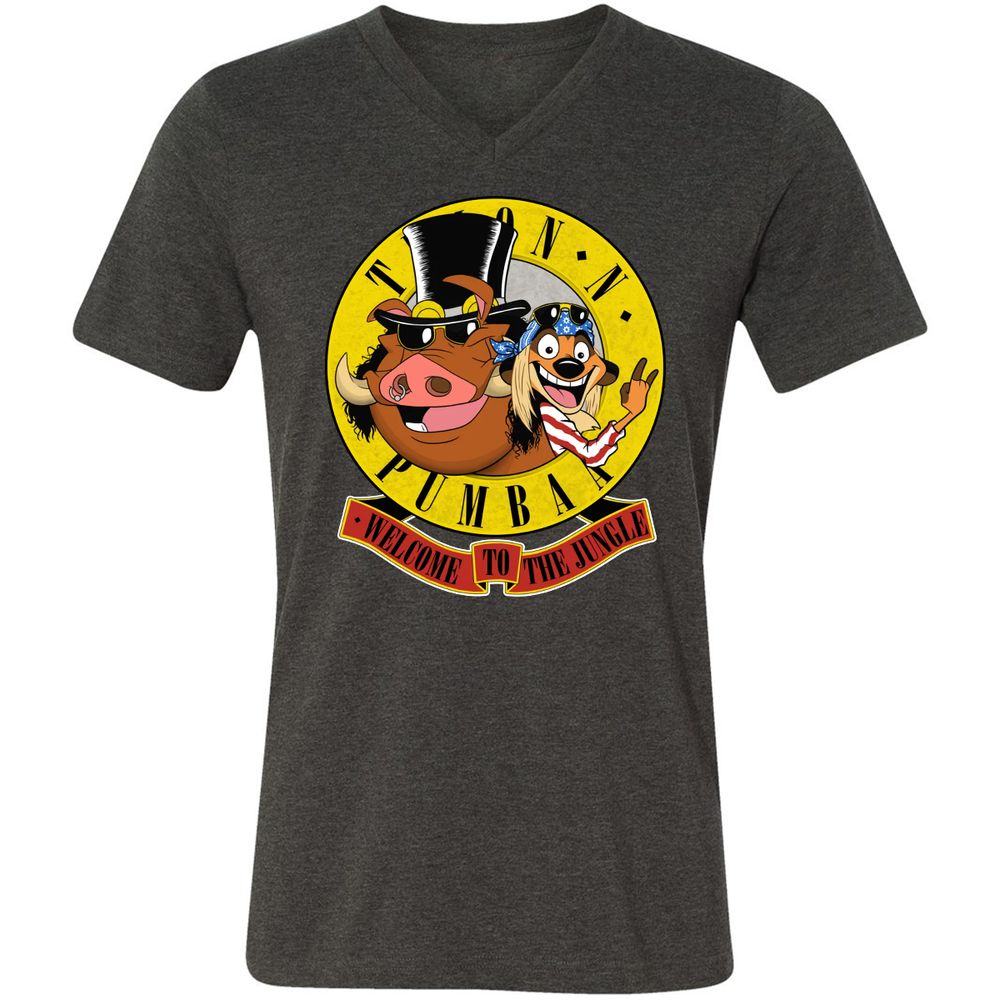 Unisex V-Neck T-Shirt - Black - Dark Grey Heather - 8