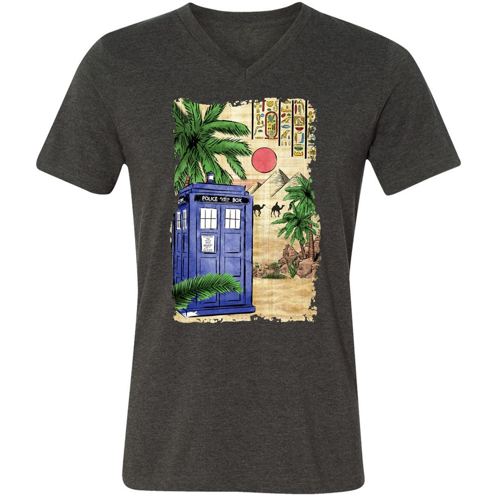 Unisex V-Neck T-Shirt - 5MP4BHL2 - Dark Grey Heather - 8