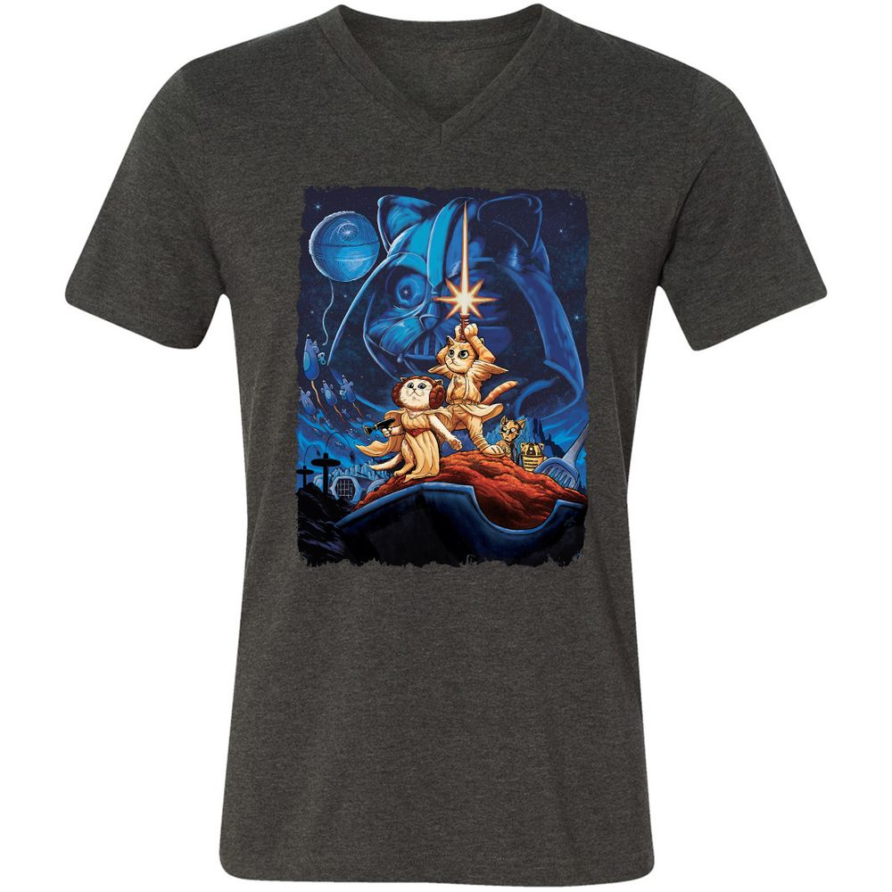 Unisex V-Neck T-Shirt - B71DVW8Z - Dark Grey Heather - 8