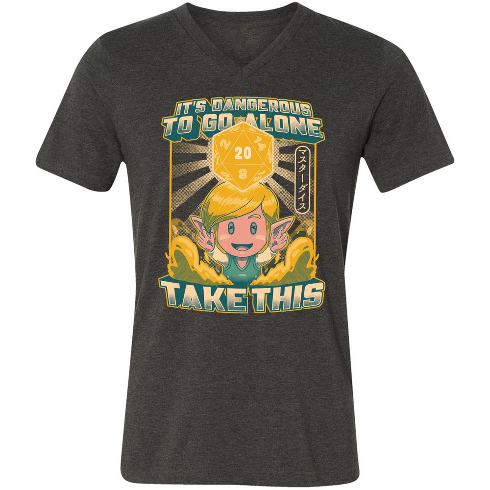 Unisex V-Neck T-Shirt - 8BF4HHJ8 - Dark Grey Heather - 8