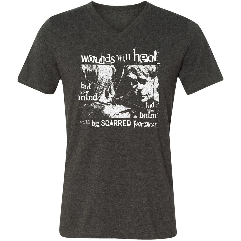 Unisex V-Neck T-Shirt - 2ERQLHBK - Dark Grey Heather - 8