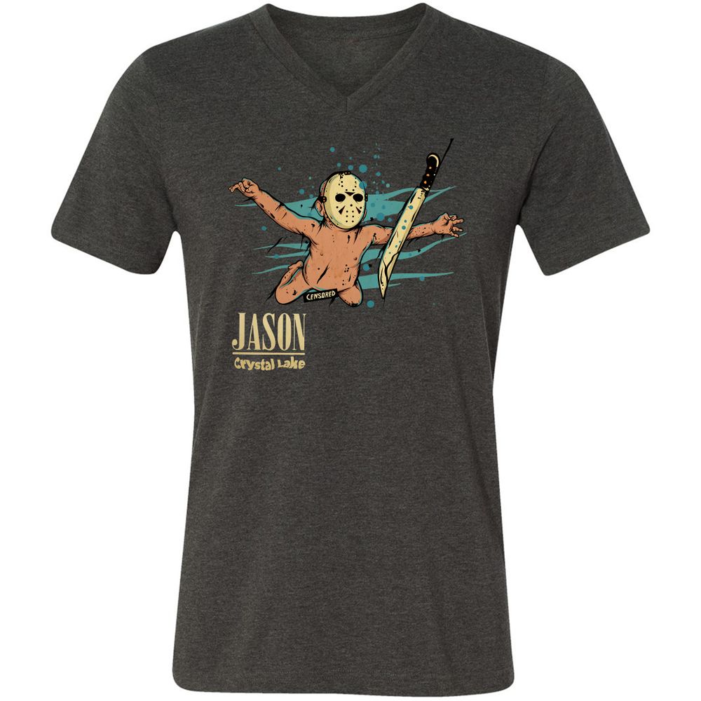 Unisex V-Neck T-Shirt - LG68FVAQ - Dark Grey Heather - 8